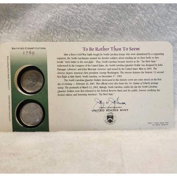 2001 P D North Carolina Quarters Commemorative Uncirculated Statehood Coins - Picture 2 of 10